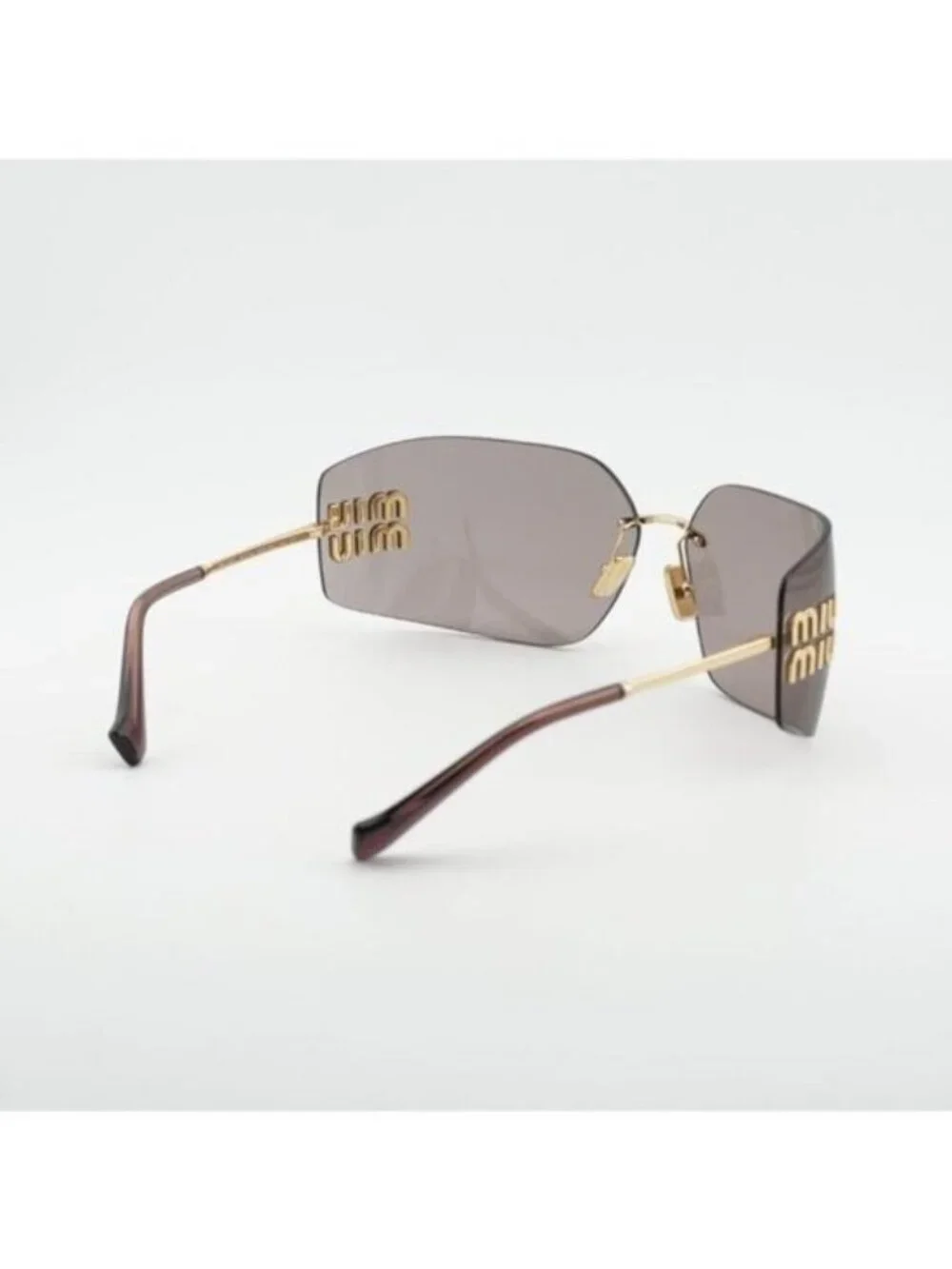 Miu Miu MU54YS 5AK06I Geometric Sunglasses - Gold/Light Purple Brown